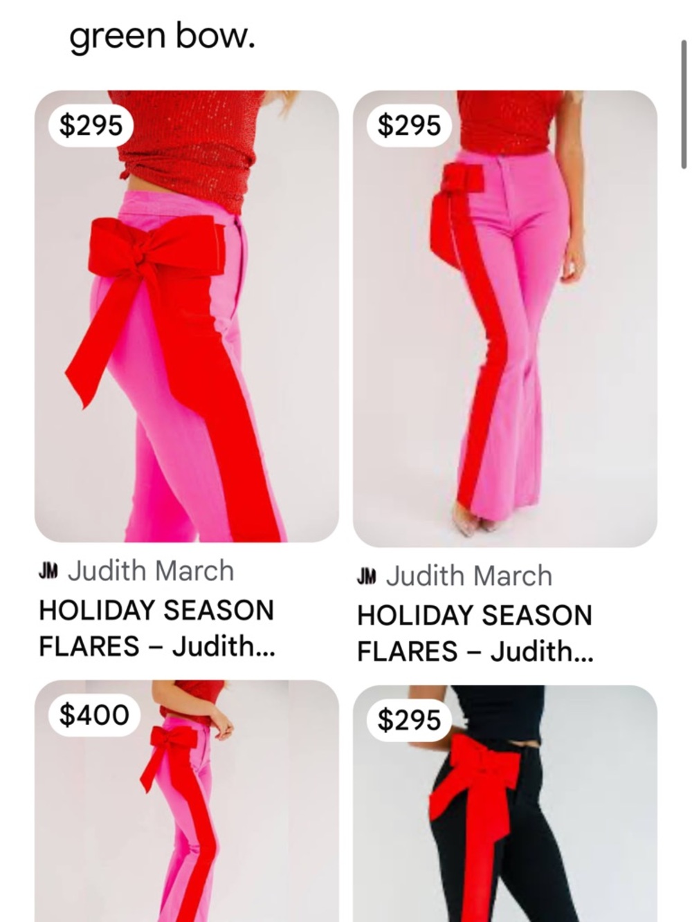 Judith March Hot Pink Boot Cut Pants with Red Ribbon Trim - Picture 7 of 10